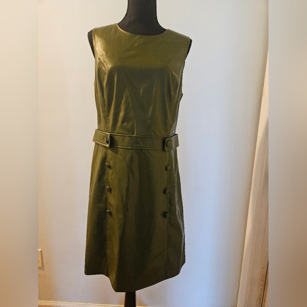 DKNY Green Sheath Mini Dress Scoop Neck Sleeveless